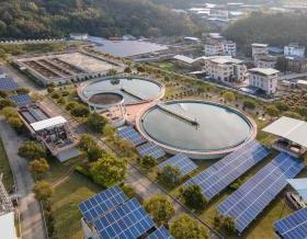 Aerial photos of the whole solar sewage treatment plant